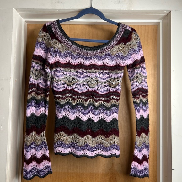 Charlotte Russe Women’s Purple Grey Knitted Sweater - Flared Cuffs. Size: Small - Picture 3 of 4